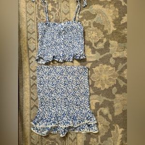 Anthropologie Lost & Wander two piece blue set